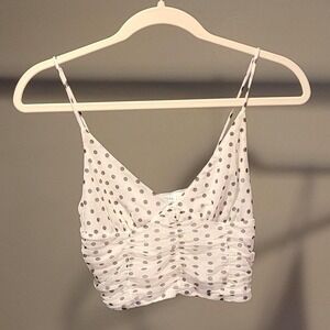 Urban Outfitters Polka Dot Sheer Mesh Cropped Tank Top